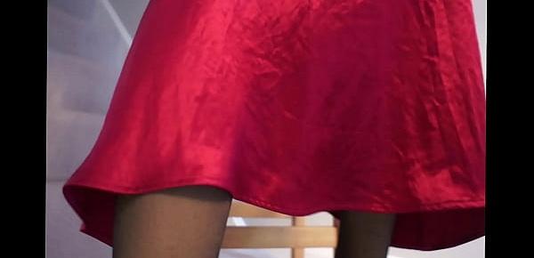  My sexy red satin skirt